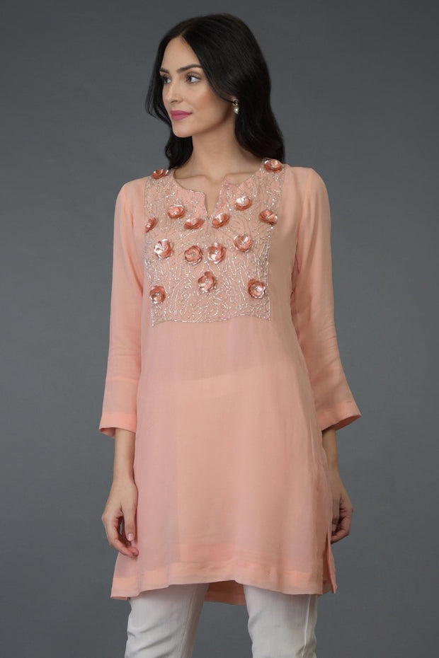 FLORAL PEACH TUNIC TOP