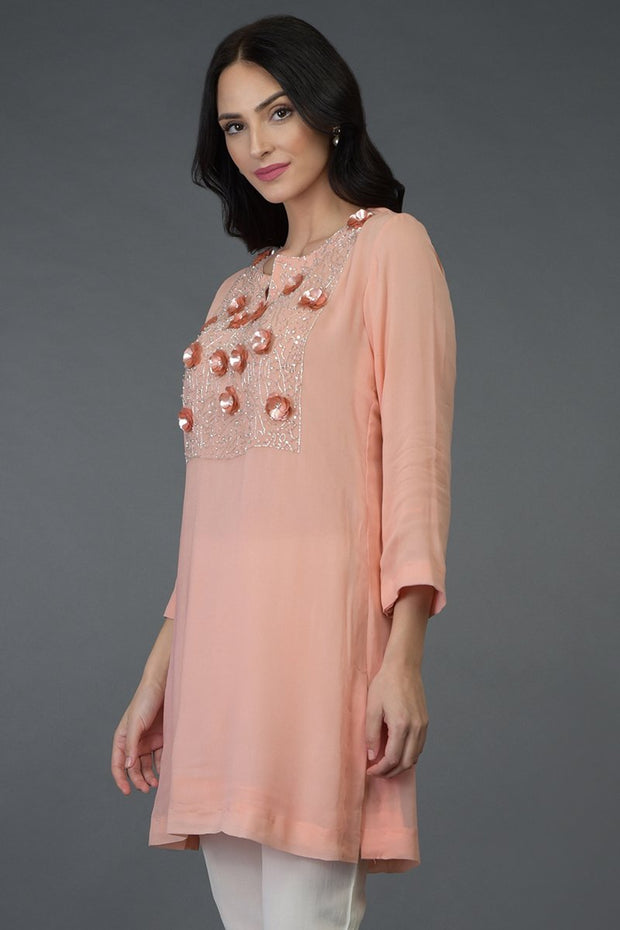 FLORAL PEACH TUNIC TOP